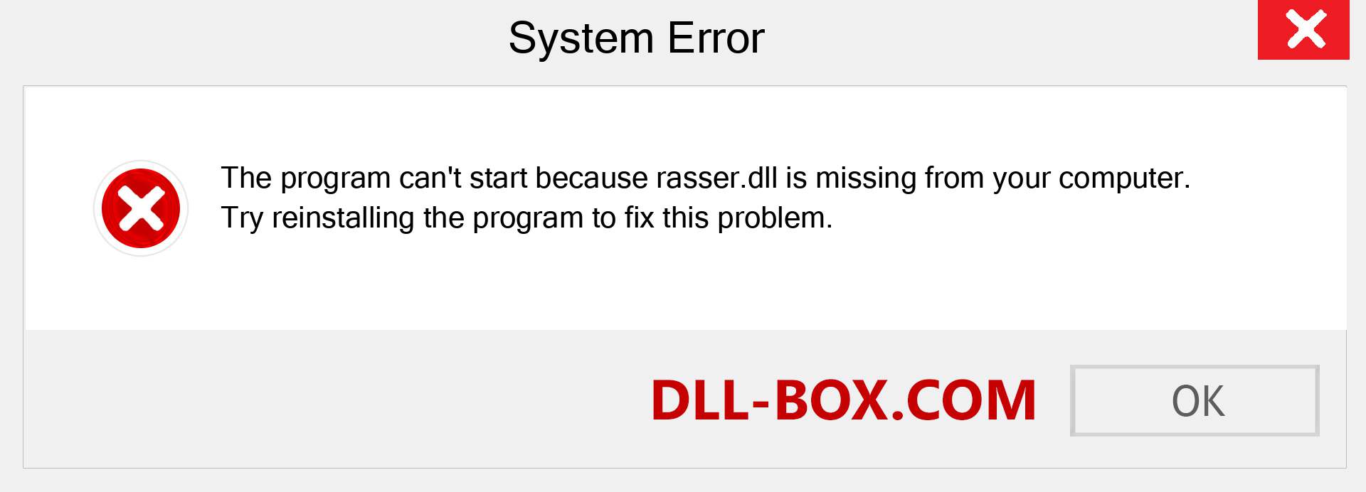  rasser.dll file is missing?. Download for Windows 7, 8, 10 - Fix  rasser dll Missing Error on Windows, photos, images